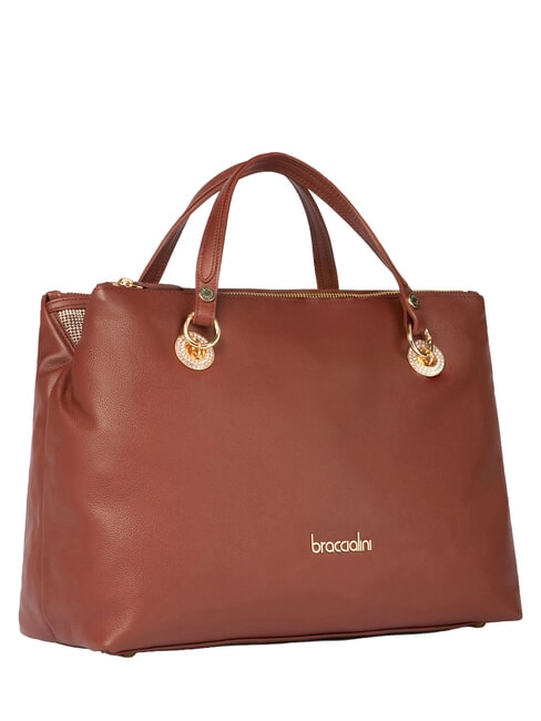 NORA Sac &agrave; main en cuir avec bandouli&egrave;re marron - Sacs pour Femme