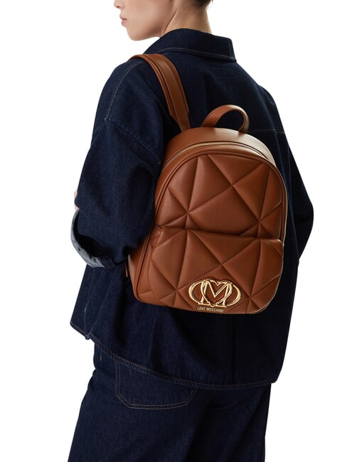 EMBOSSED Sac &agrave; dos avec poche avant ch&acirc;taigne - Sacs pour Femme