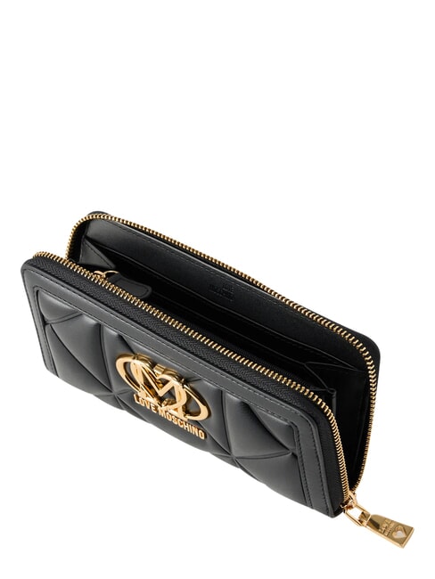 EMBOSSED Grand portefeuille zipp&eacute; Noir - Portefeuilles Femme