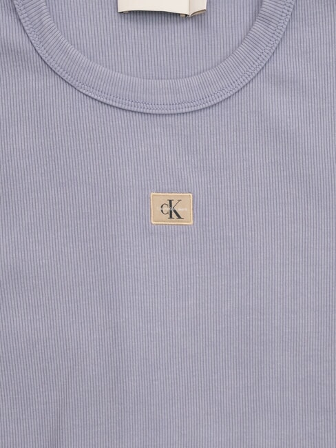 WASHED WOVEN LABEL T-shirt en coton &agrave; manches courtes violet - T-shirt