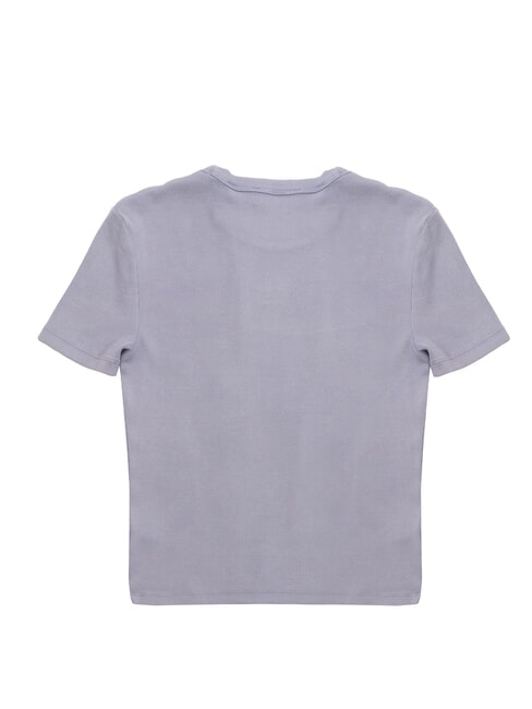 WASHED WOVEN LABEL T-shirt en coton &agrave; manches courtes violet - T-shirt
