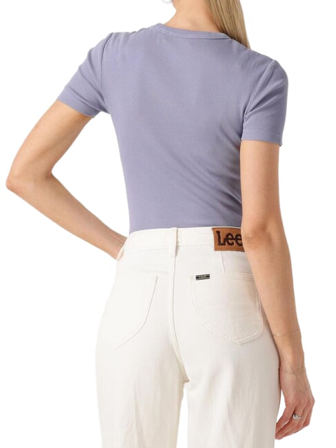 WASHED WOVEN LABEL T-shirt en coton &agrave; manches courtes violet - T-shirt