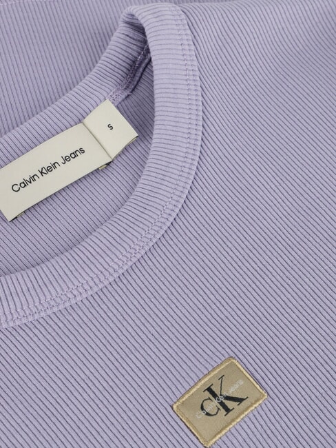 WASHED WOVEN LABEL T-shirt en coton &agrave; manches courtes violet - T-shirt