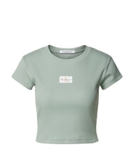 CALVIN KLEIN WOVEN LABEL T-shirt en coton &agrave; manches courtes gris - T-shirt - 5