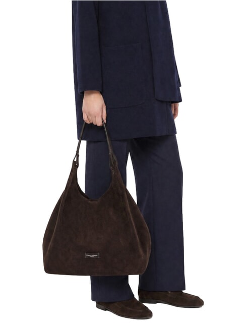 DUA Sac bandouli&egrave;re en cuir moka - Sacs pour Femme