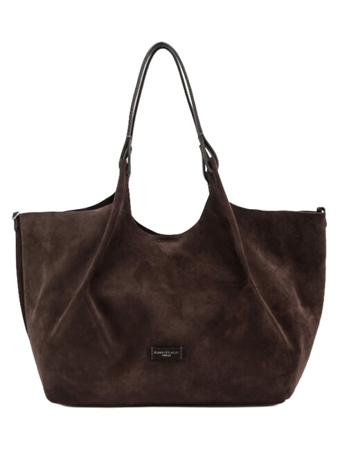 DUA Sac bandouli&egrave;re en cuir moka - Sacs pour Femme