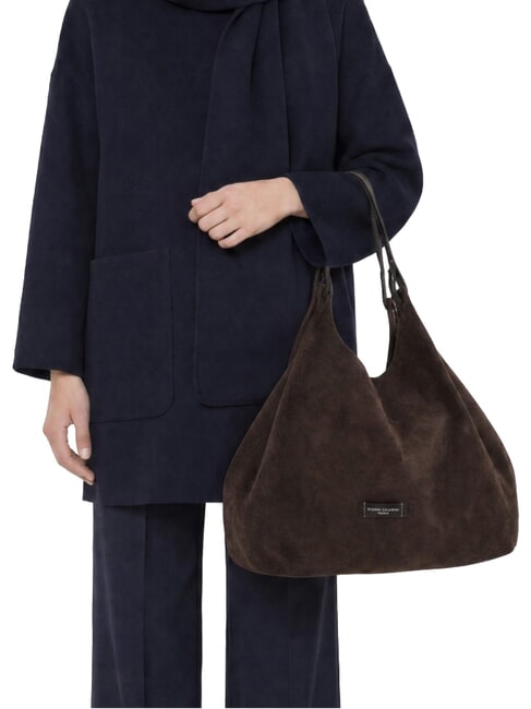 DUA Sac bandouli&egrave;re en cuir moka - Sacs pour Femme