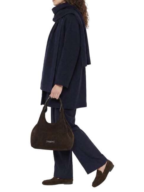 DUA Sac bandouli&egrave;re en cuir moka - Sacs pour Femme