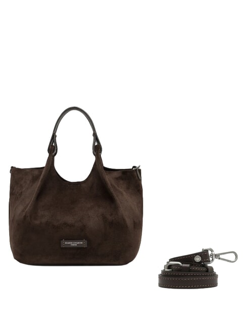 DUA Sac bandouli&egrave;re en cuir moka - Sacs pour Femme