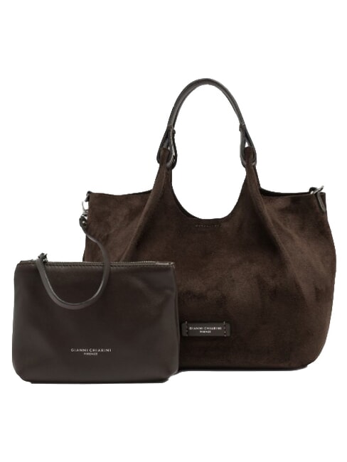 DUA Sac bandouli&egrave;re en cuir moka - Sacs pour Femme
