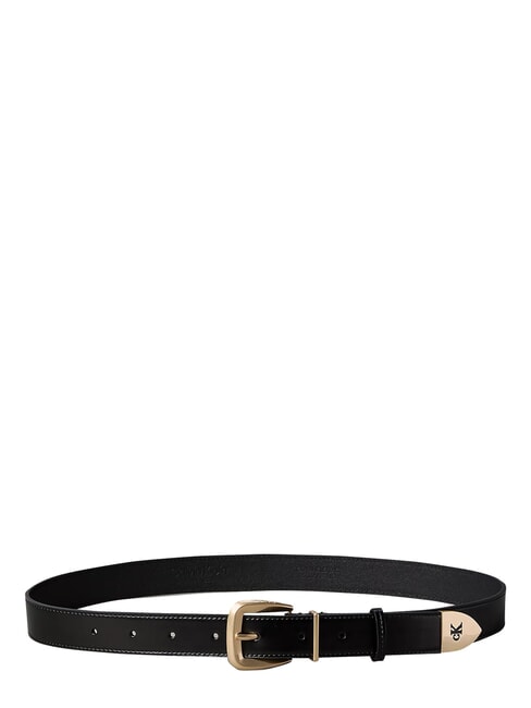 HW END TIP ceinture en cuir noir / or clair antique - Ceintures
