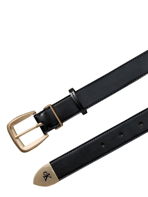 HW END TIP ceinture en cuir noir / or clair antique - Ceintures