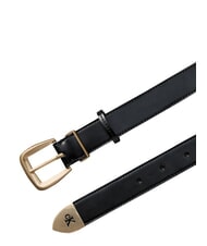 CALVIN KLEIN HW END TIP ceinture en cuir noir / or clair antique - Ceintures - 3