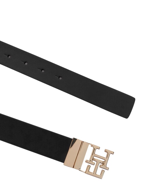 TH LOGO Ceinture en cuir double face noir/cognac - Ceintures