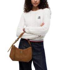 TOMMY HILFIGER TJW SLOUCHY Sac bandouli&egrave;re en cuir su&eacute;d&eacute; kaki fonc&eacute; des hauts plateaux - Sacs pour Femme - 2