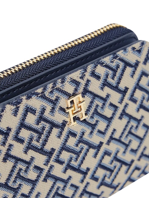 TH ICON Petit portefeuille zipp&eacute; bleu mono - Portefeuilles Femme