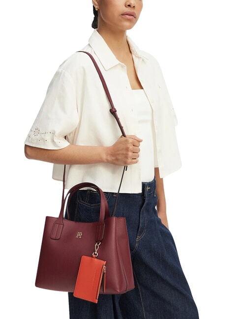 TH ICON Sac &agrave; main avec bandouli&egrave;re velours bordeaux - Sacs pour Femme