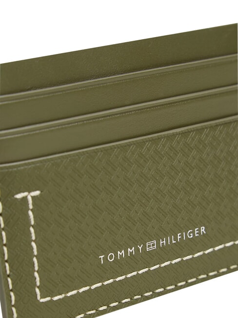 TH MICRO FLAG porte-cartes en cuir plat bois d'olivier - Portefeuilles Homme