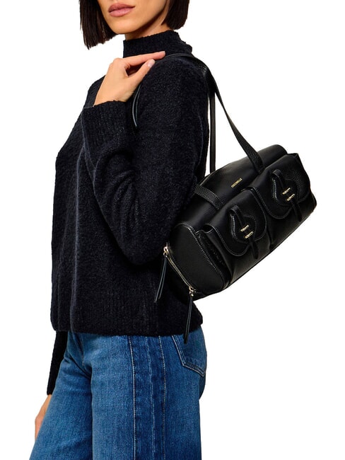 MAVERY POCKET Sac bandouli&egrave;re en cuir Noir - Sacs pour Femme