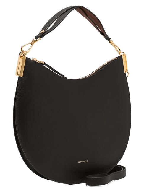 SUNUP Sac &agrave; bandouli&egrave;re en cuir de taille moyenne noir/cognac - Sacs pour Femme