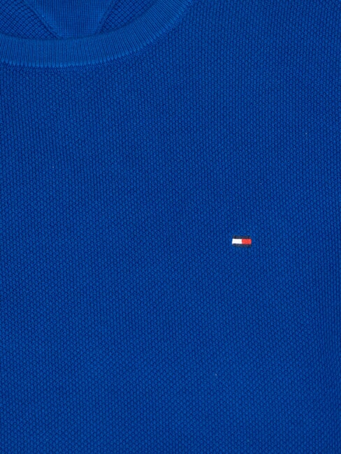 TH Pull &agrave; col rond en nid d'abeille bleu en coin - Pulls pour hommes