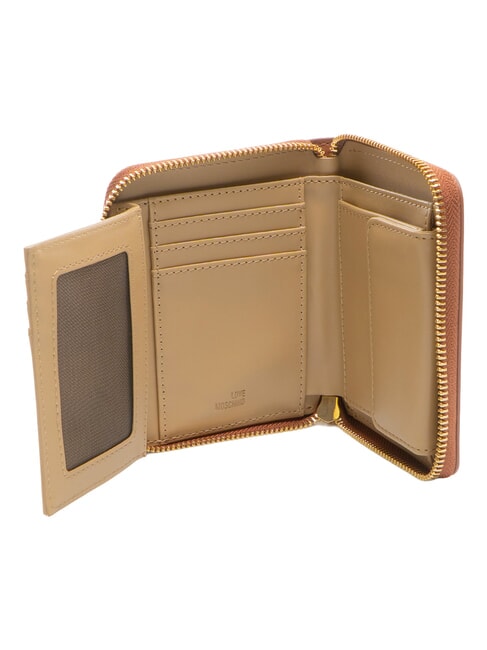 EMBOSSED petit portefeuille zipp&eacute; ch&acirc;taigne - Portefeuilles Femme