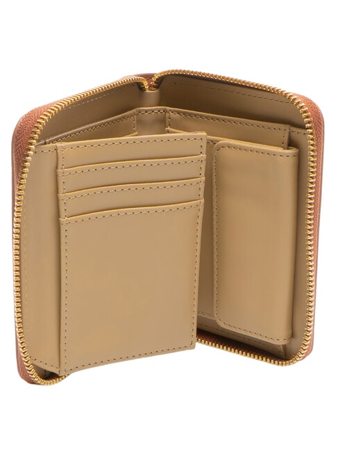 EMBOSSED petit portefeuille zipp&eacute; ch&acirc;taigne - Portefeuilles Femme