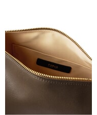 FURLA TONIE Petit sac en cuir avec bandouli&egrave;re gris boueux - Sacs pour Femme - 4