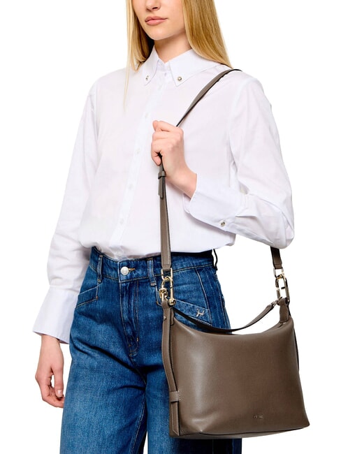 TONIE Sac bandouli&egrave;re en cuir avec bandouli&egrave;re gris boueux - Sacs pour Femme