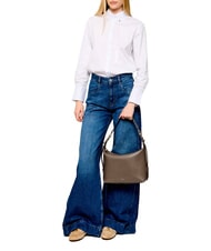 FURLA TONIE Sac bandouli&egrave;re en cuir avec bandouli&egrave;re gris boueux - Sacs pour Femme - 6