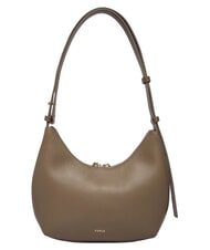 FURLA GOCCIA Sac bandouli&egrave;re en cuir martel&eacute; gris boueux - Sacs pour Femme - 4
