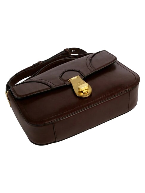 MIA Sac bandouli&egrave;re en cuir moka &agrave; l'or - Sacs pour Femme