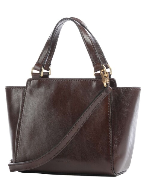 LUCREZIA Sac &agrave; main en cuir avec bandouli&egrave;re moka &agrave; l'or - Sacs pour Femme