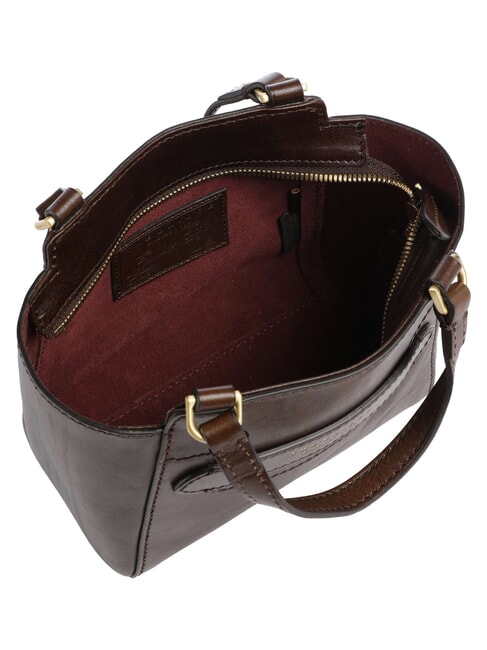 LUCREZIA Sac &agrave; main en cuir avec bandouli&egrave;re moka &agrave; l'or - Sacs pour Femme