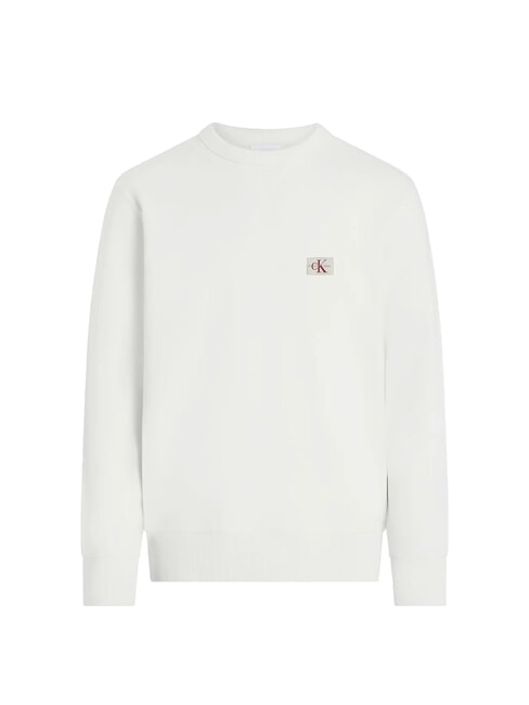 CKJ Sweat-shirt &agrave; col rond blanc &eacute;clatant - Pulls molletonn&eacute;s