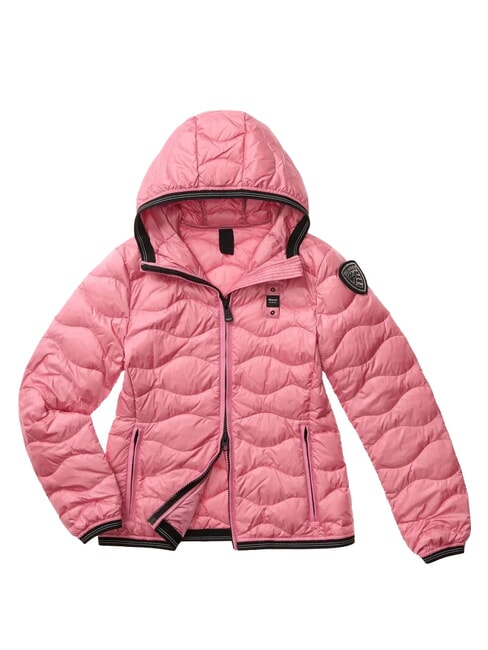 CAMELIA Doudoune courte matelass&eacute;e &agrave; capuche rose 409 - Doudounes femme