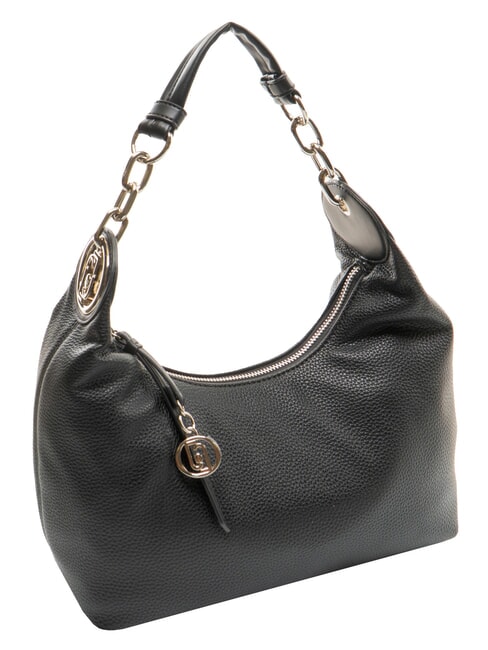 FAIZA Sac bandouli&egrave;re en cuir noir/acier - Sacs pour Femme