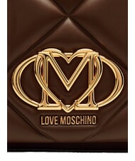 LOVE MOSCHINO EMBOSSED QUILTED Sac bandouli&egrave;re matelass&eacute; brun - Sacs pour Femme - 7