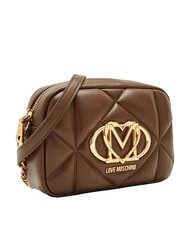 LOVE MOSCHINO EMBOSSED QUILTED Mini sac &agrave; bandouli&egrave;re matelass&eacute; brun - Sacs pour Femme - 3