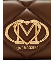 LOVE MOSCHINO EMBOSSED QUILTED Mini sac &agrave; bandouli&egrave;re matelass&eacute; brun - Sacs pour Femme - 7