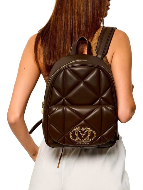 EMBOSSED QUILTED Sac &agrave; dos matelass&eacute; brun - Sacs pour Femme