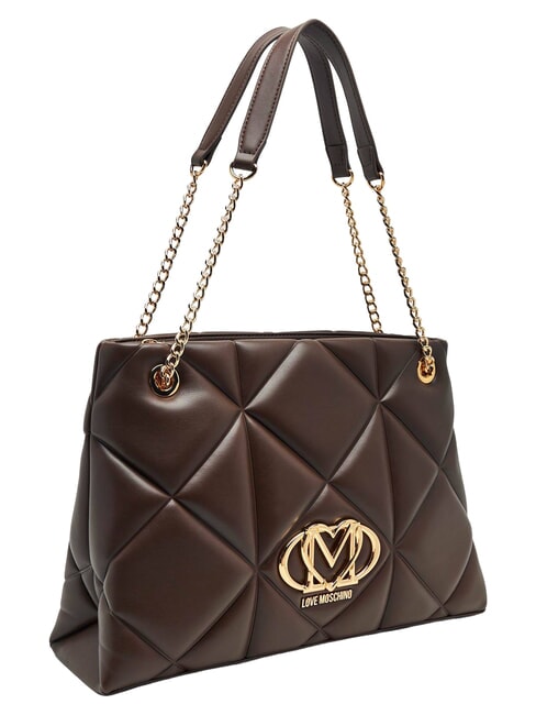 EMBOSSED QUILTED Sac bandouli&egrave;re &agrave; double poign&eacute;e brun - Sacs pour Femme