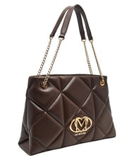 LOVE MOSCHINO EMBOSSED QUILTED Sac bandouli&egrave;re &agrave; double poign&eacute;e brun - Sacs pour Femme - 3