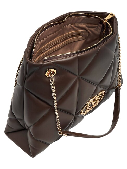 EMBOSSED QUILTED Sac bandouli&egrave;re &agrave; double poign&eacute;e brun - Sacs pour Femme
