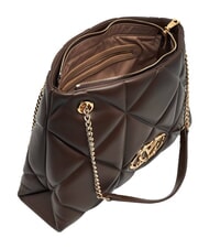 LOVE MOSCHINO EMBOSSED QUILTED Sac bandouli&egrave;re &agrave; double poign&eacute;e brun - Sacs pour Femme - 5