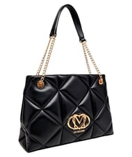 LOVE MOSCHINO EMBOSSED QUILTED Sac bandouli&egrave;re &agrave; double poign&eacute;e Noir - Sacs pour Femme - 3