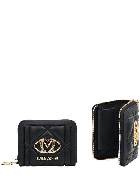 EMBOSSED QUILTED Portefeuille moyen, fermeture &eacute;clair Noir - Portefeuilles Femme