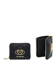 LOVE MOSCHINO EMBOSSED QUILTED Portefeuille moyen, fermeture &eacute;clair Noir - Portefeuilles Femme - 3