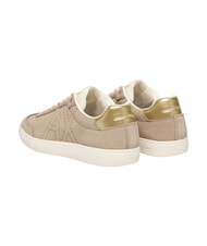 ARMANI EXCHANGE BEA Baskets en cuir sable + or p&acirc;le - Chaussures Femme - 3