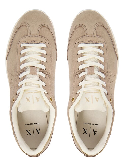 BEA Baskets en cuir sable + or p&acirc;le - Chaussures Femme